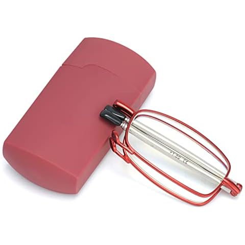 Lanomi Portable Reading Glasses Metal Lightweight Folding Blue Light Blocking Glasses Reader Eyeglasses 1.0 1.25 1.5 1.75 2.0 2.25 2.5 2.75 3.0 with Case for Men Women Red 2.25 Cover