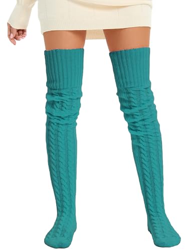 Image of Women's Thigh High Knitted Winter Boot Socks Vintage Extra Long Leg Warmer Over Knee High Stockings