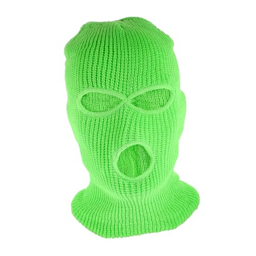Máscara de nieve para invierno con 3 agujeros, máscara facial tejida para hombre y mujer, balaclava completa cálida, verde claro miniatura 1
