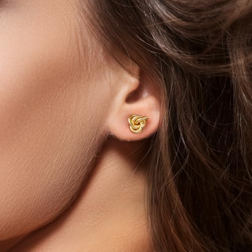 18K Gold Plated Sterling Silver Love Knot Stud Earrings4
