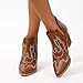 Cowboy Boots for Women Cowgirl Ankle Western Embroidered Stitched Pointed Toe Cutout Chunky Heels Short Booties Red Brown Black US5-11, yellow brown, 8