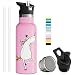 Insulated Water Bottle with Straw Unicorn Gift Push-Pull Sports Cap Double Walled Vacuum Insulated Stainless Steel Eco Friendly Sweat Proof Durable Finish 20 oz Pink BPA Free