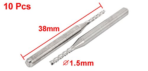 Image of uxcell 10 Pcs Tungsten Carbide CNC PCB End Mill 3.175 Shank 1.5mm Cutting Dia