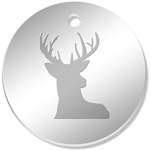 11 x 34mm 'Stag Head' Mirror Pendants / Charms (PN00040814)