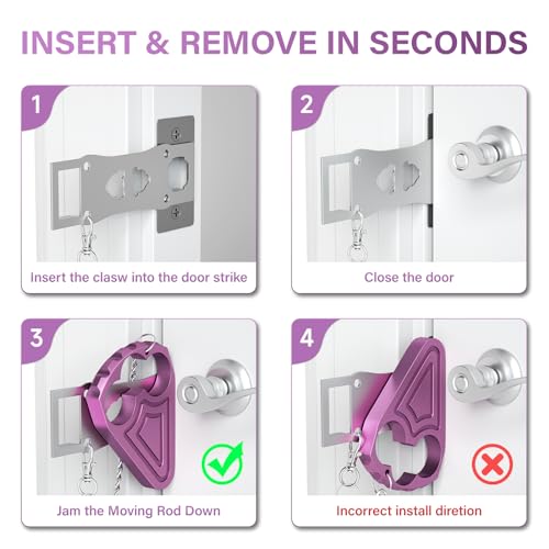 Portable Door Lock for Travelers, Sturdy Metal Hotel Door Lock Security for Motel Home Office Apartment Bedroom, Privacy & Safety Essential - Image 5