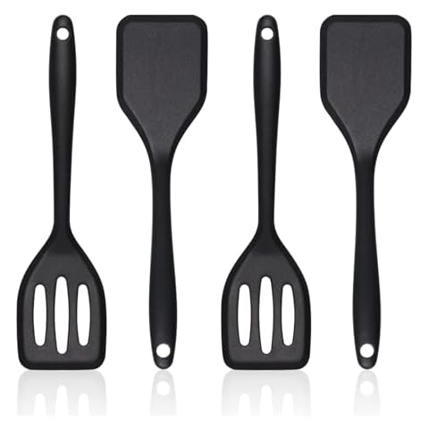 Pharamat Silicone Small Serving Spatula Set of 4, Mini Silicone Spatula Turner for Kitchen Use, Small Silicone Spatulas for Egg, Steak, Pancake Cover