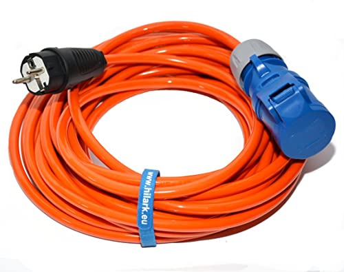 Hilark - Extensión eléctrica H07BQ-F 3g2,5 mm (3x2,5 mm), enchufe industrial CEE enchufe de 3 pines adaptador para camping caravana o barco, astillero (50 metros, naranja)