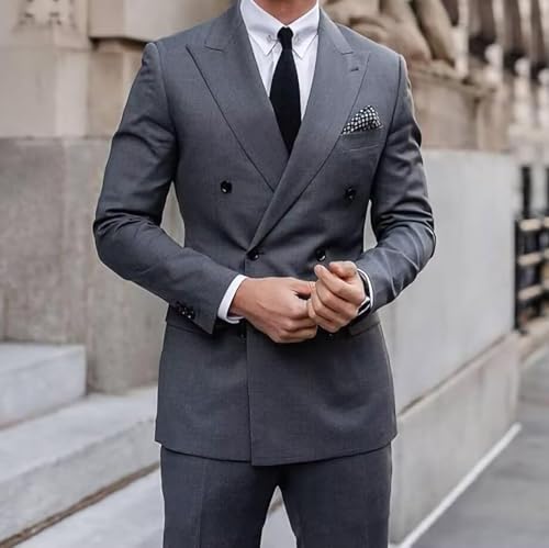 Men's Double Breasted Suit 2 Piece Slim Fit Men Formal Suit for Wedding Prom Dinner Party Blazer Pants Sets3