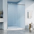 Bathbliss 48" W x 76" H Single Sliding Shower Door, Semi-Frameless Shower Glass Door with Nano Coating, 1/4" (6mm) Clear SGCC Tempered Glass, Chrome