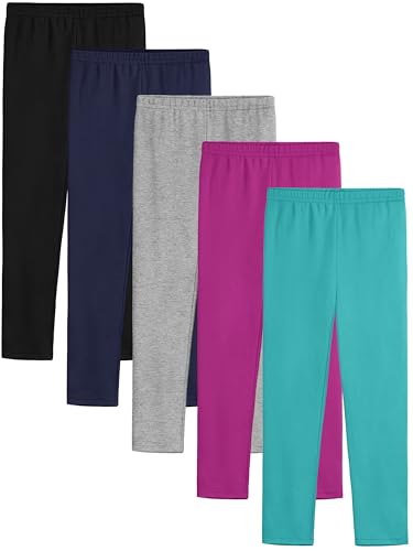 5 Pack Girls Leggings Cotton Leggings for Girls Tights Pants for Kids Toddler Stretchy Full Length Multipack Pull On