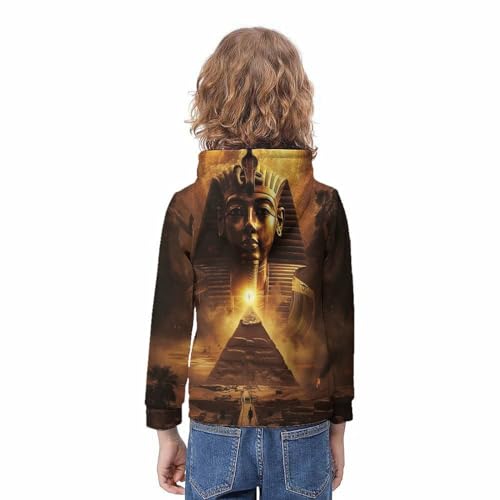 Sweatshirt Pharaon enfant 9-11 ans avec grande poche et capuche imprimée 3D