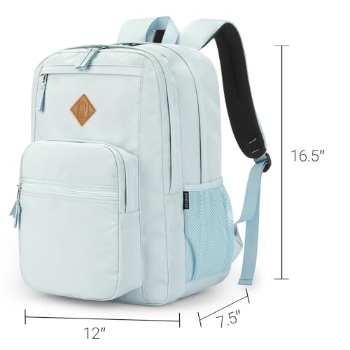 Image of ZORFIN 26L Backpack for College, and Travel: Water Resistant Bookbag - Light Gray Blue