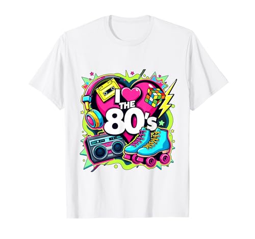 Camisa I Love The 80s para hombre y mujer, traje de fiesta vintage de los años 80 Camiseta