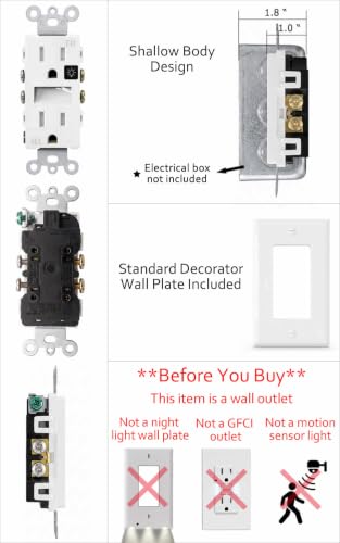 Image of SOZULAMP 10-Pack Night Light Wall Outlet, Touch & Dusk-to-Dawn Sensors | White 15A 125V Tamper-Resistant Receptacle; Guide Light for Kids and Seniors; Ideal for Hallways,Nurseries,Stairs,Bathrooms