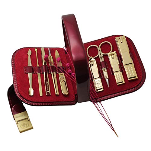 Nail Clippers Set Manicure Set, Pedicure Kit Nail Clipper Set 9pcs Professional Men Grooming Kit Stainless Steel Portable Travel Nail Kit Women Gold-plated Manicure and Pedicure Set