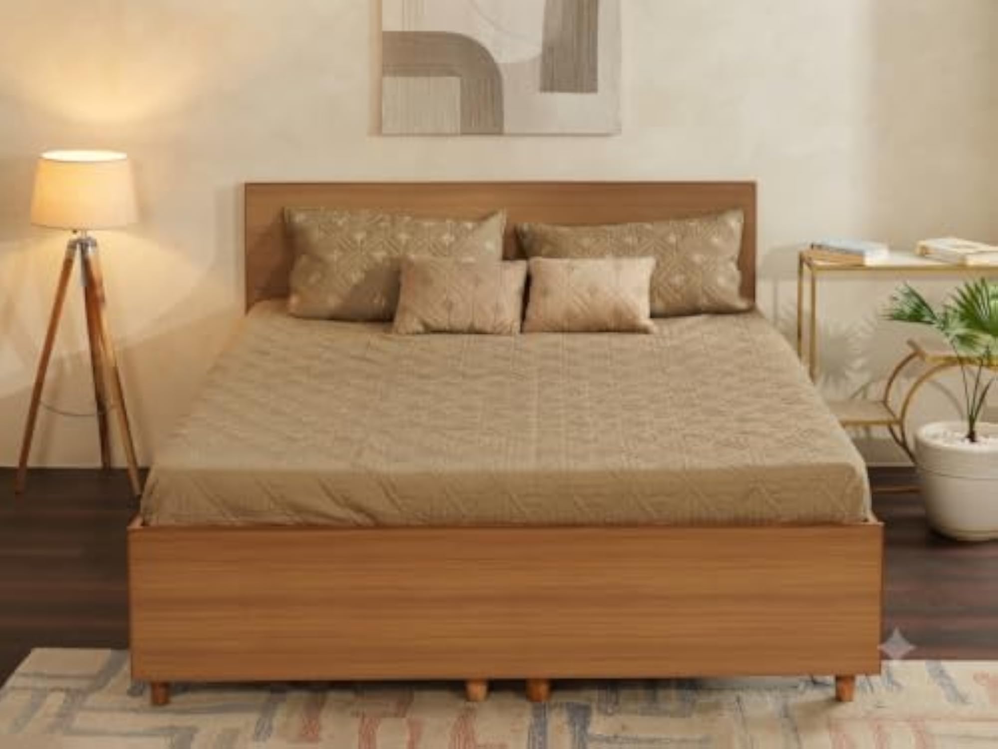 King Size Bed Cover with 2 Pillow Covers & 2 Decorative Cushion Covers