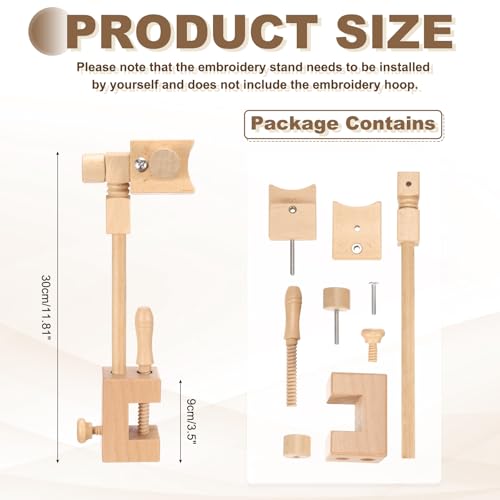 Image of PATIKIL Embroidery Hoop Stand, Adjustable Rotated Beech Wood Cross Stitch Stand Holder for DIY Art Craft, Sewing, Needlework Projects