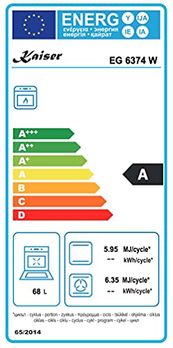 Kaiser EG 6374 W Einbau Gasbackofen Autark/ 79L/ Gas Backofen/Umluft Unterhitze Grill Drehspieß/Einbaubackofen, Weißglas… – Bild 5