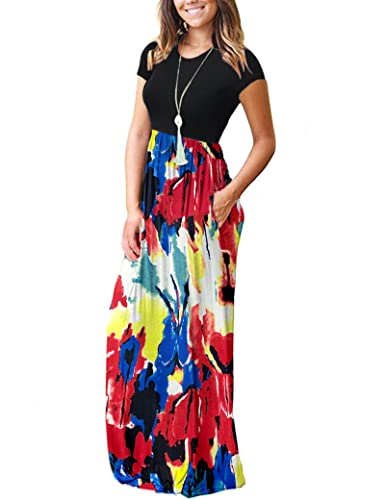 Image of AUSELILY Women's Classic Short Sleeve Loose Plain Casual Long Maxi Dresses for Women 2026