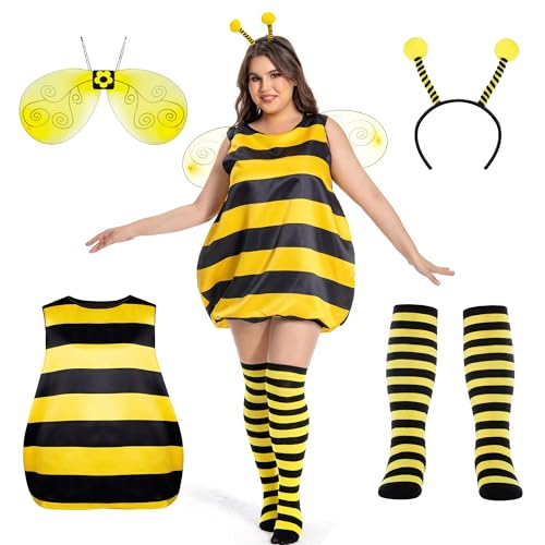 Seawhisper Halloween Costumes For Women Plus Size Bumble Bee Costume for Women 16 18