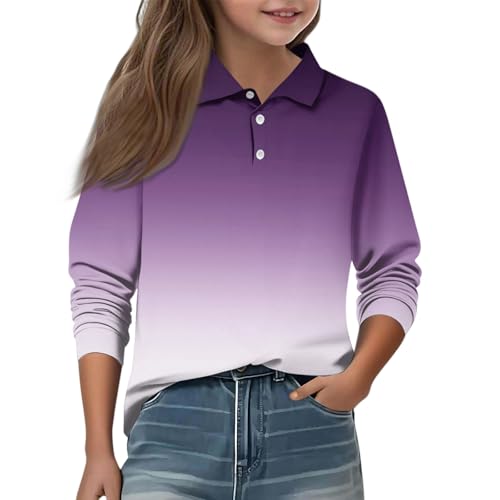 Girls' Polo Shirts Long Sleeve School Uniform Soft Casual Collared Top for Kids Comfortable Fit