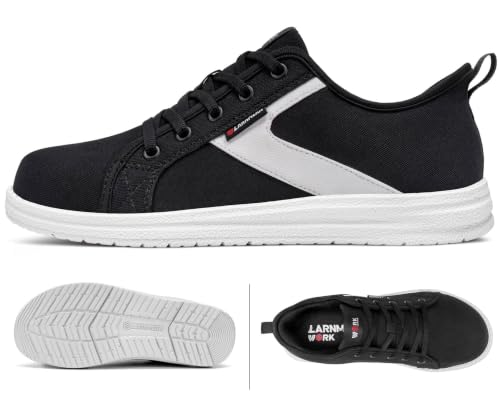 Image of LARNMERN Slip On Steel Toe Shoes Women Work Walking Sneakers Skate Hands Free Safety Tennis Shoes