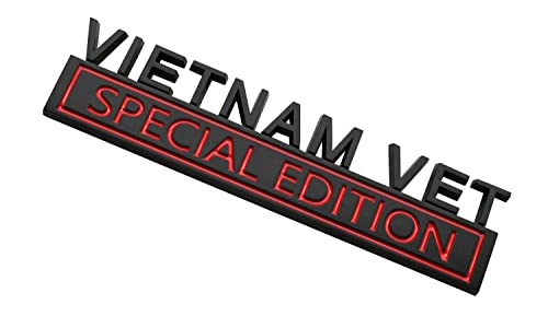 Image of 1pc Vietnam Vet Special Edition Emblems 3D Raised Decals Exterior Truck Stickers Fender Vietnam Veteran Badges Replacement for F150 F250 F350 Chevy Silverado 1500 2500 Chevrolet C10 C15 (Black Red)