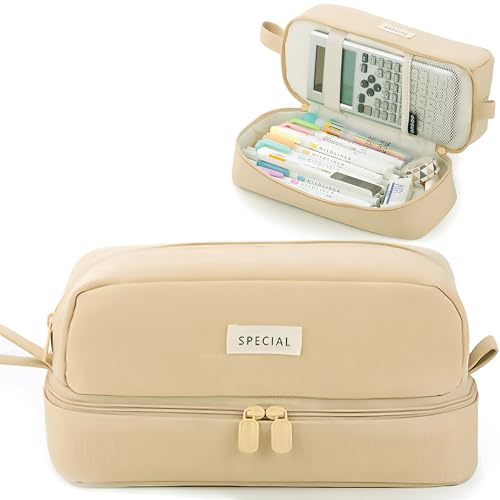 Image of MAMUNU Pencil Case Large Capacity, Pencil Case Aesthetic, Pencil Case Pen Pouch with Zipper Compartments Portable Handle, Pencil Pouch for School Office College Teen Girls Boys Adults Students