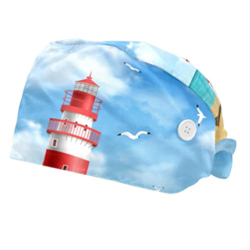 Casquettes de travail pour hommes femmes légères avec bandeau absorbant imprimé plage mer