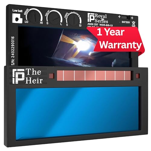 Image of The Heir 1.0 | Shade 5-13 Adjustable Blue Auto Darkening Welding Lens | 2" x 4 1/4" x 0.33" | Adjusts From Shades 5-13 (9 Lenses In 1) | Blue Front - TrueColor Weld View | Ridge Products Royal Series