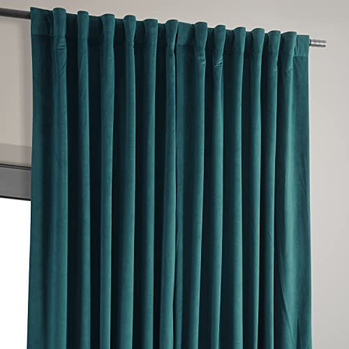 HPD Half Price Drapes Signature Velvet Thermal Blackout Curtains for Living Room 108 Inch Long (1 Panel) Rod Pocket Insulated Blackout Curtains for Bedroom Window Curtains, 100W x 108L, Everglade Teal