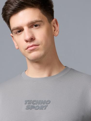 Image of TECHNOSPORT Men Printed Oversized Round Neck T-Shirt with COTFLEX, Dry Fit Sports Tee, Oversized Activewear T-Shirt for Gym, Running, Sports & Casual Wear