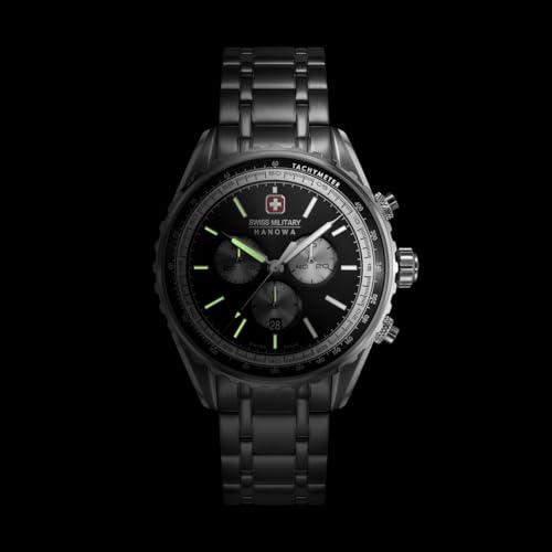 Image of Swiss Military Hanowa SMWGI0000309 Afterburn Chrono - Swiss Made Round Black Chronograph - Watch for Men