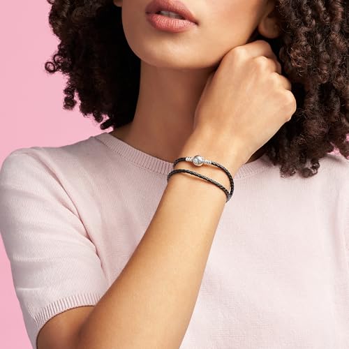 PANDORA Moments Double Woven Leather Bracelet with Silver Clasp - Sterling Silver Bracelet - Jewelry for Women - Includes Gift Box3