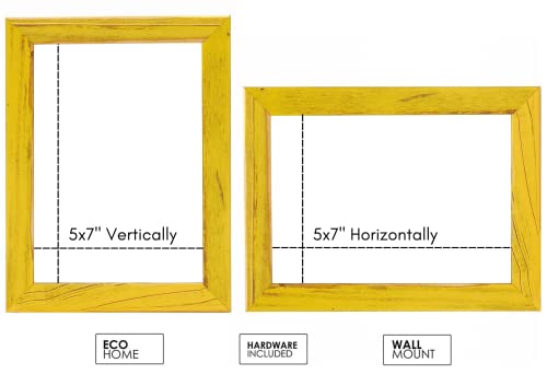 Ecohome 5X7 Picture Frames Rustic Yellow Wood - Photo Frame Perfect For Wall Or Tabletop Display #TOP3