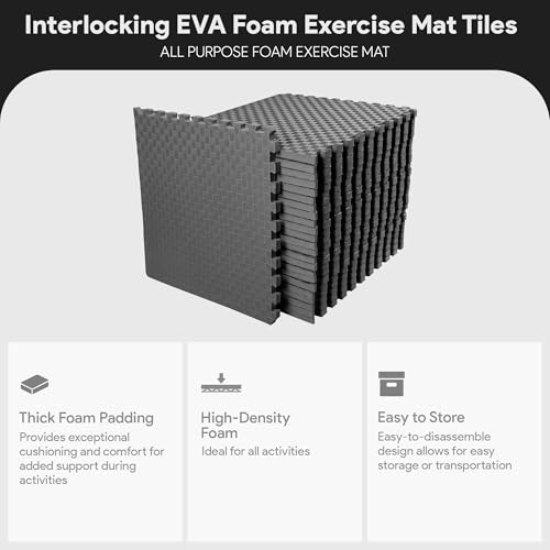 BalanceFrom 18 Piece Foam Floor Mat Puzzle Tiles, 1 Inch Thick, 72 Sq Ft, Gray by BalanceFrom - Image 2