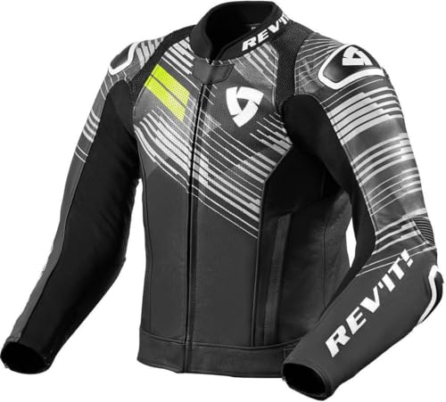Revit Apex Giacca in pelle moto, nero/bianco/giallo, 54
