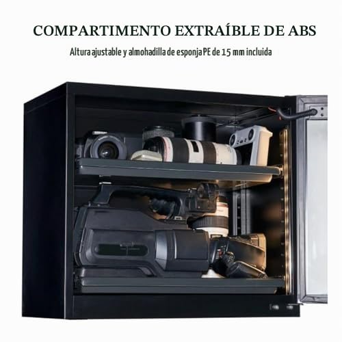 Armario seco electrónico para equipos de fotografía, temperatura constante y luces LED, solución a prueba de humedad para el almacenamiento de cámaras y lentes