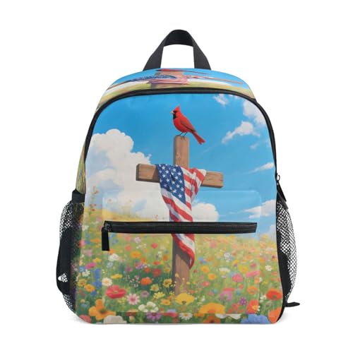 Flagga och kors i fält söt barnryggsäck pojkar student bokväskor för flygplan, Flagga och kors på fält, Small