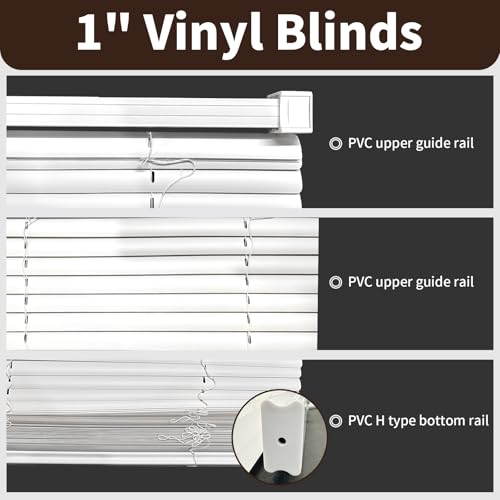 Mini persianas inalámbricas de vinilo blanco 1x72 horizontales para ventana interior 5