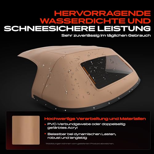 Frankberg Cabrioverdeck Softtop Verdeckbezug Braun Kompatibel mit New Beetle Cabriolet 1Y7 1.8L-2.5L 2002-2010 Replace# VWNB TAN-STF