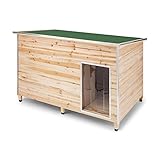  Oneconcept Schloss 90 Edition Tamaño L - Casa de Mascotas para Patio, Caseta para Perro, Resistente a la Intemperie, Madera con Aislante, Medidas 90 x120 x 90 cm, Madera de Pino