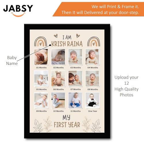 Image of Personalized Baby Boy Photo Frame with First Hair Storage - Custom Name & Birthdate - Premium Wood, 7x7 Inches, Acrylic Cover - Gift for Baby Showers & New Parents (BABY 12 -D2)