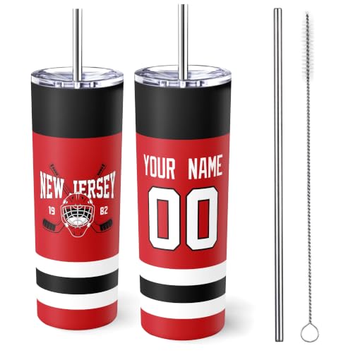 Image of ANTKING New Jersey Tumbler 20oz Travel Mug Custom Name Number Gifts | Stainless Steel Insulated Coffee Cup for Men Women