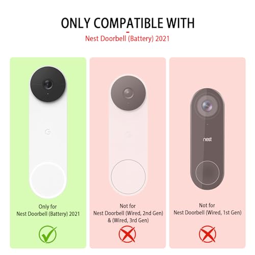 Image of Silicone Case for Google Nest Hello Doorbell (Battery) 2021 Cover - Weatherproof Protective Nest Doorbell Silicone Skin Case (White)
