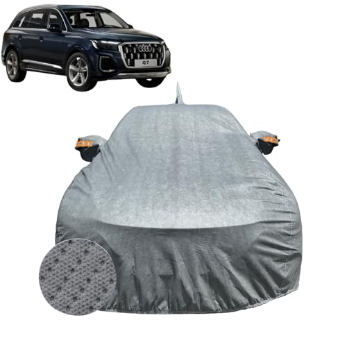 Image of Car Cover for Audi Q7 (2021-2026) | 100% Waterproof Cover with Reflective Mirror Pockets | Dustproof, Scratchproof, Heatproof Audi Q7 Car Cover |Soft Cotton Lining| Grey