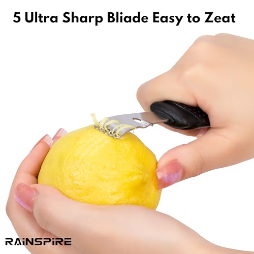 Lemon Zester Tool with Channel Knife, Stainless Steel Citrus Zester Tool, Lemon Peeler, Zesters for Kitchen, Ultra Sharp 2-in-1 Tool Easily Creates Citrus Zest, Black - Image 4