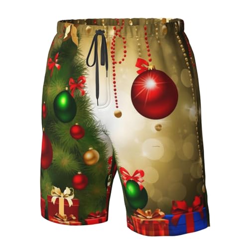 Merry Christmas Men's Swim Trunks Quick Dry Board Shorts with Pockets Casual Drawstring Beach Shorts4