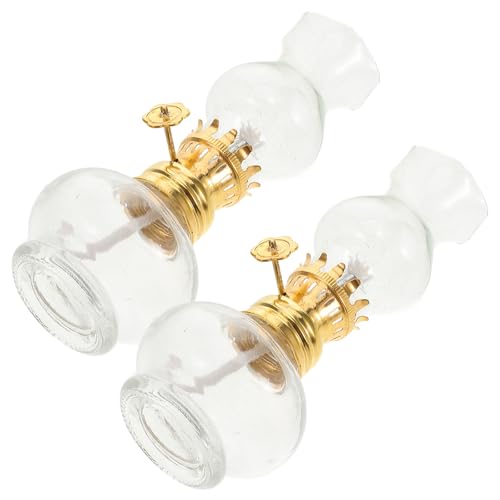HOODANCOS Lámpara de Queroseno de Cristal Vintage Pequeña 115 CM 2 Unidades para Uso Interior Iluminación de Emergencia Decoración de Hogar y Ambiente Retro