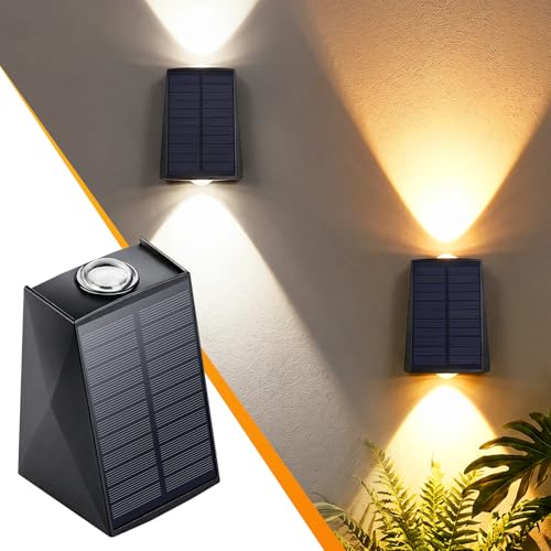 Lampe solaire extérieur jardin Qoosea : applique murale étanche spot haut et bas